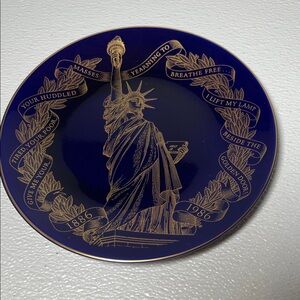 VTG Statue of Liberty Centennial Plate 1986 Porcelain 24 Karat 8.5" New Box